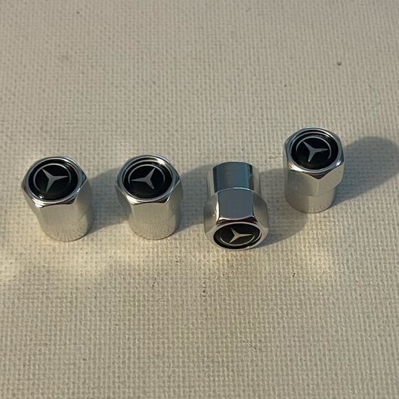 Mercedes Benz Logo valve Stem caps in silver set of 4 NWT - Picture 3 of 4